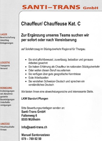 Chauffeur / Chauffeuse gesucht